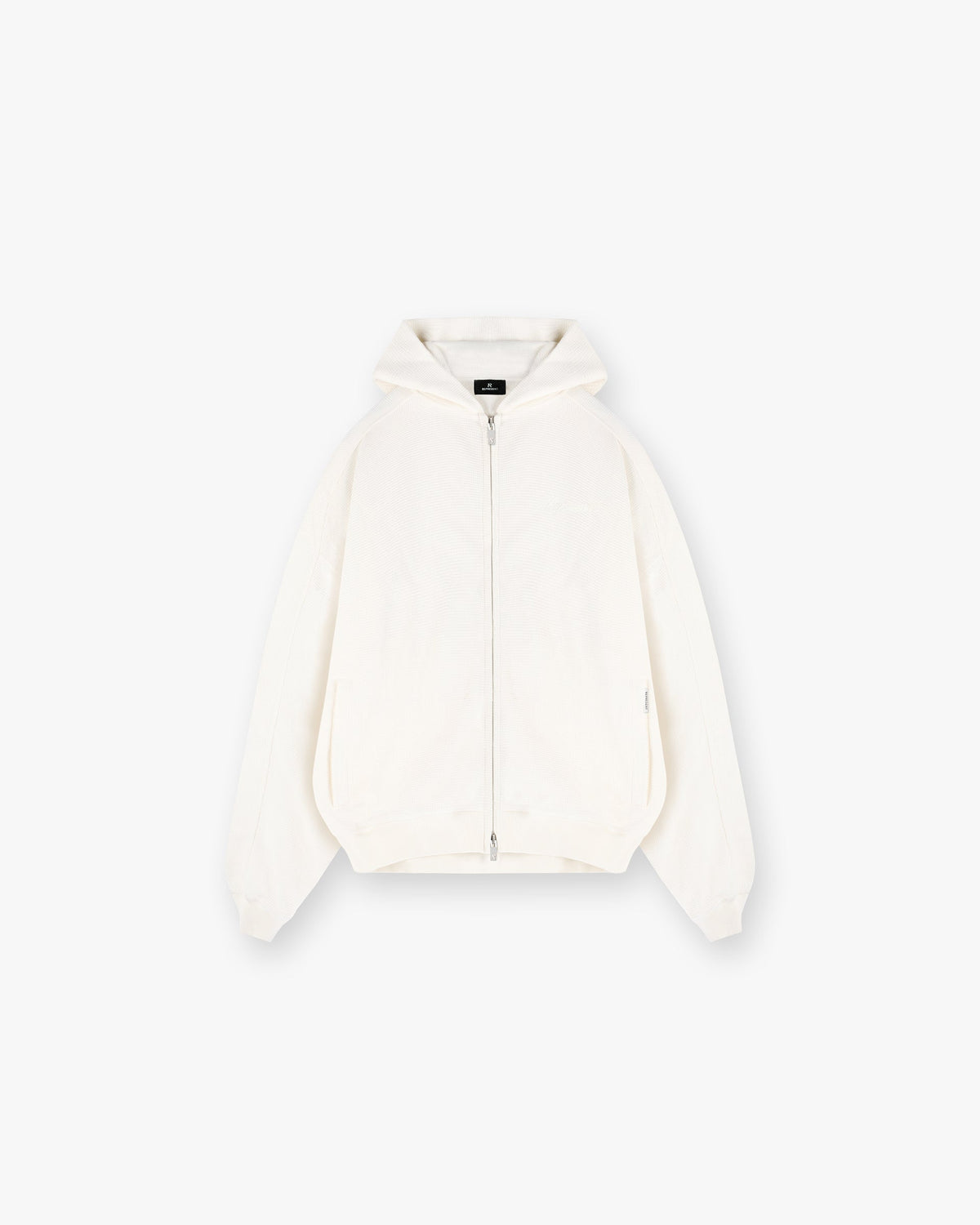 Waffle Zip Through Hoodie - Flat White