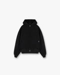 Waffle Zip Through Hoodie - Jet Black