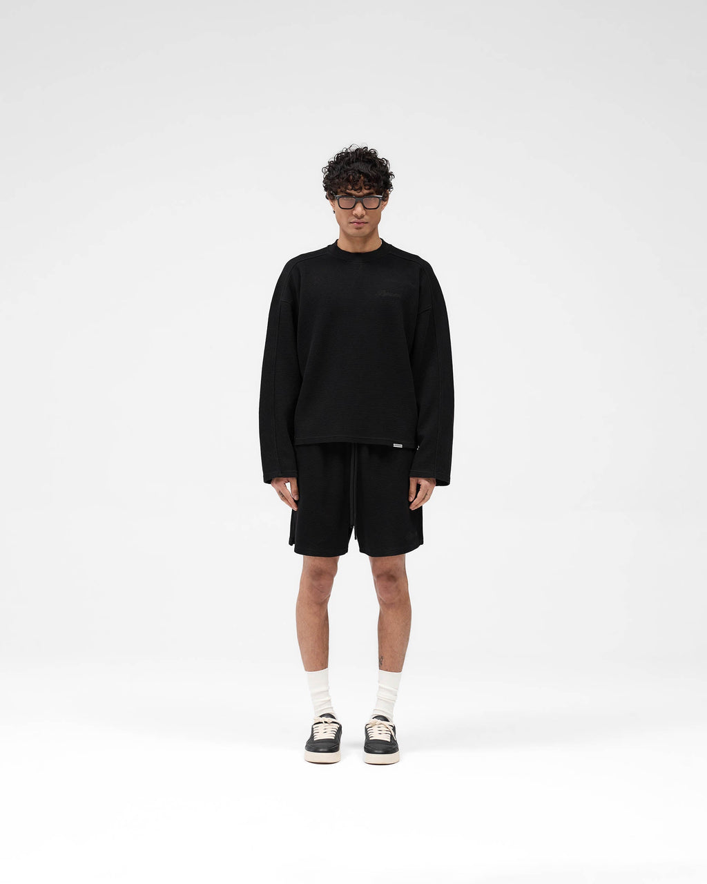 Waffle Long Sleeve T-Shirt - Black