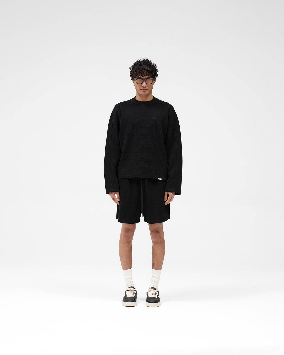 Waffle Long Sleeve T-Shirt - Black