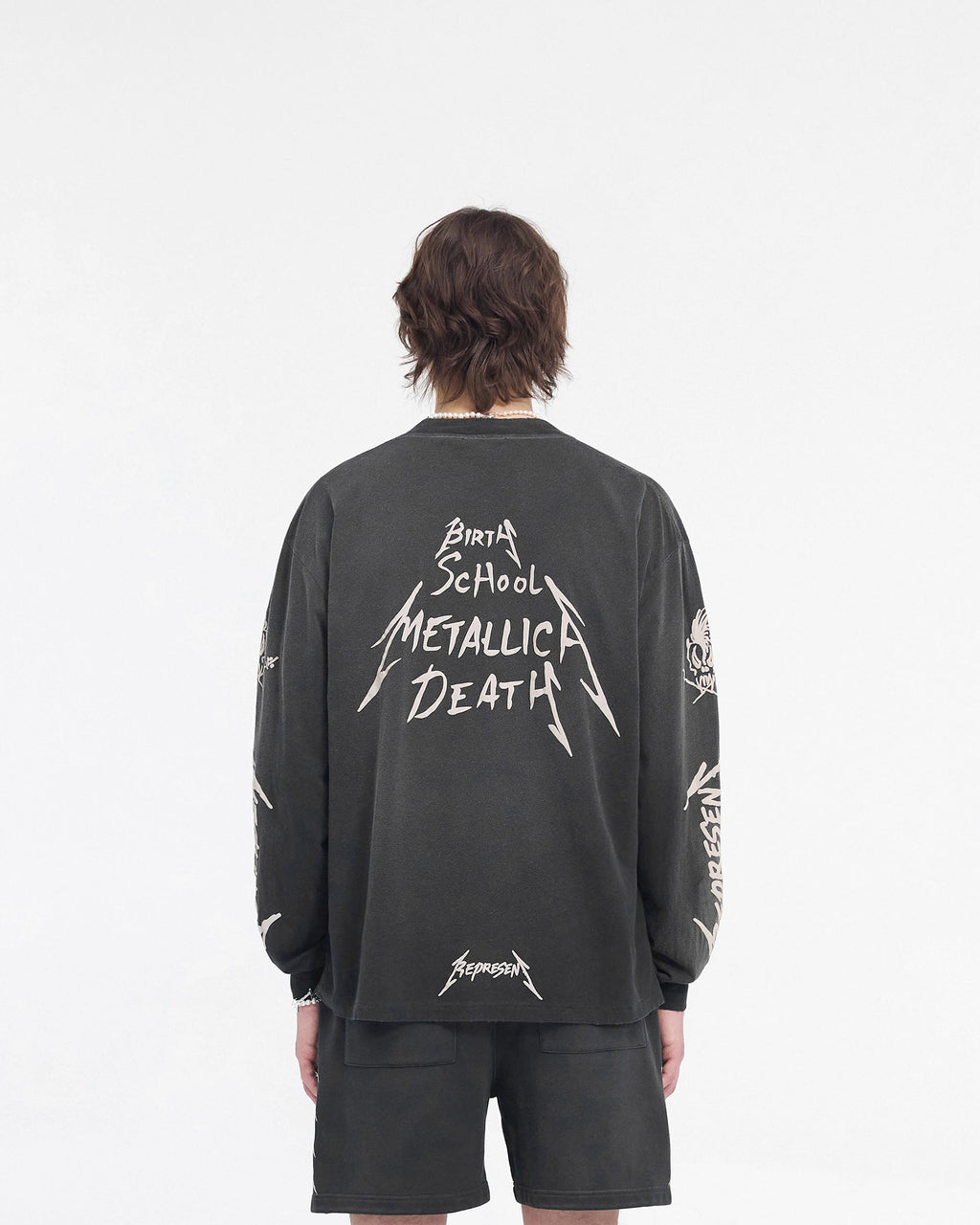 Represent X Metallica Garage Inc Long Sleeve T-Shirt - Stained Black