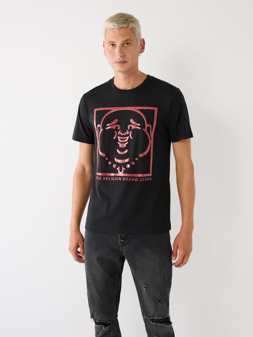True Religion T-Shirt Buddha In A Box Jet Black