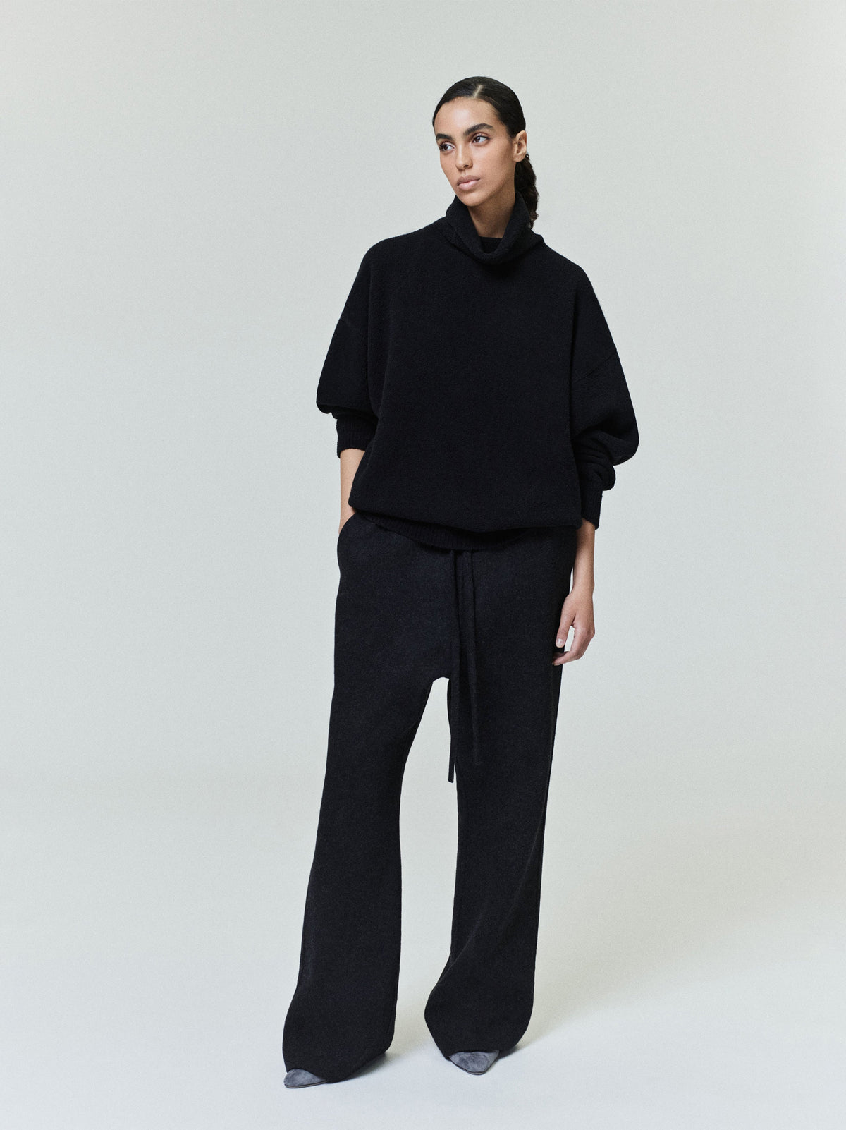 Wool Split High Neck Sweater