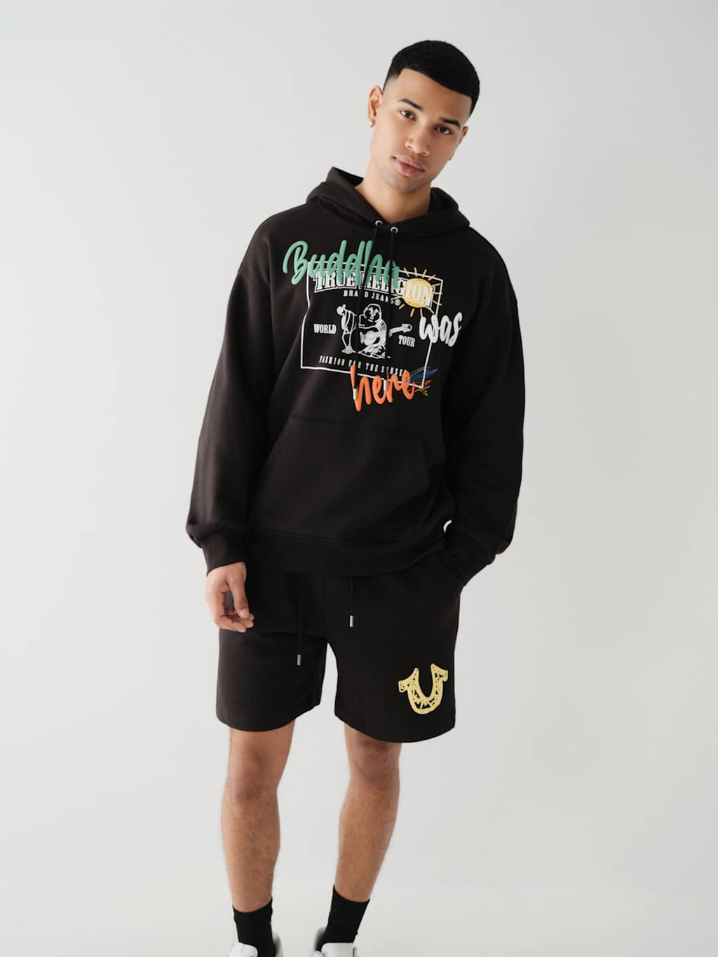 True Religion Hoodie Relaxed Logo Black