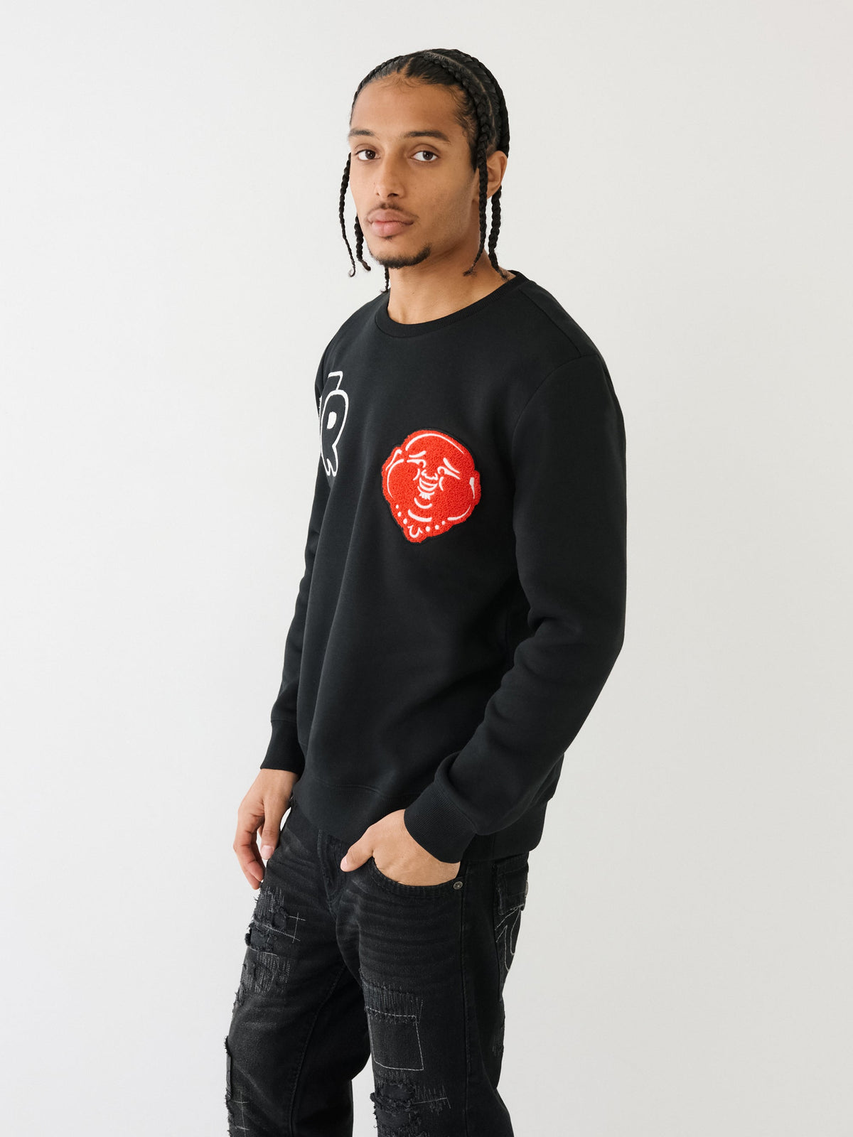 True Religion Tr Buddha Sweater Jet Black