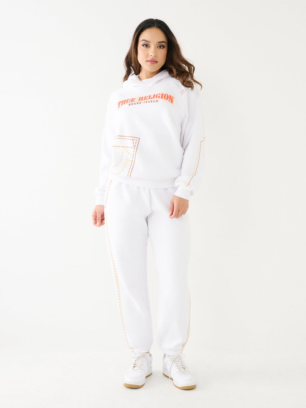 True Religion Printed Big T Hoodie Optic White