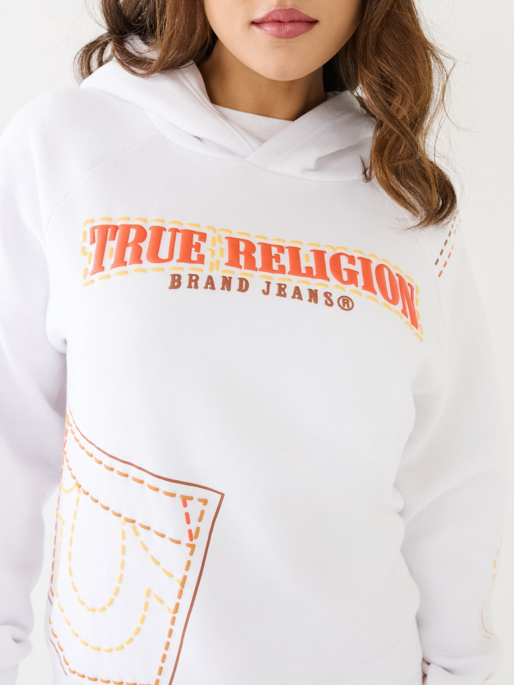 True Religion Printed Big T Hoodie Optic White
