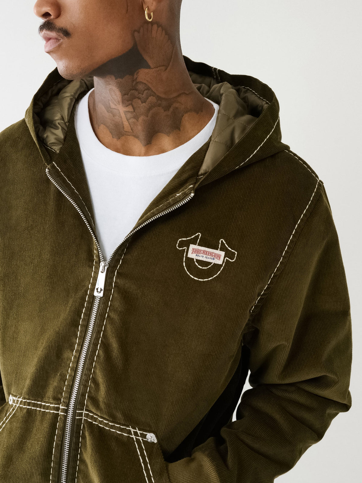 True Religion Jacket Big T Corduroy Hood Corduroy