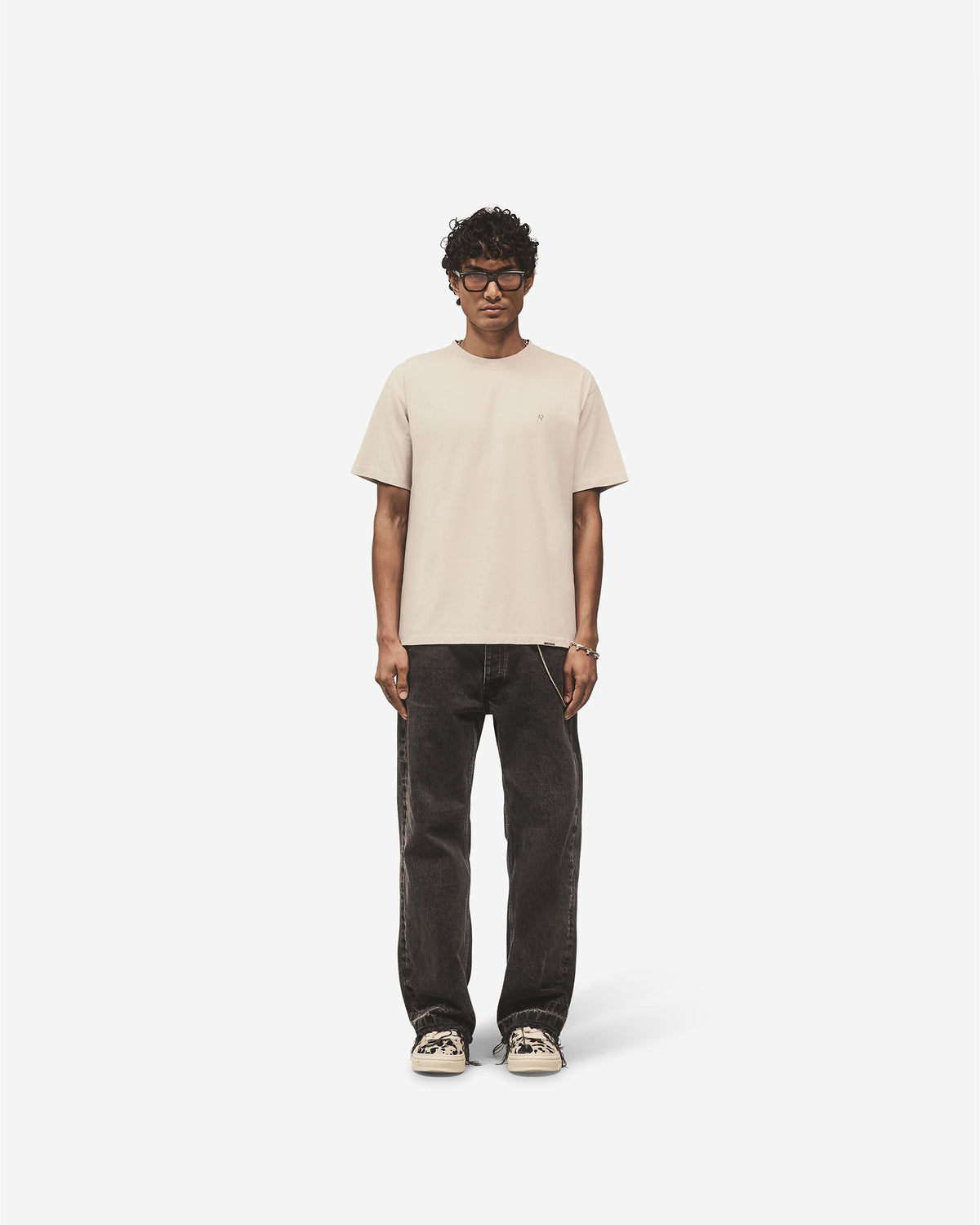 Metal Initial R T-Shirt - Concrete