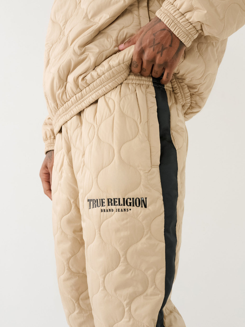 True Religion Relaxed Track Pants Embro Travertine