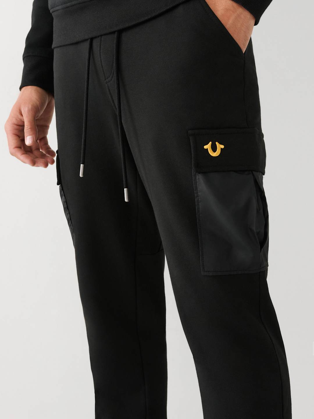 True Religion Track Pants Cargo Revolt Jet Black