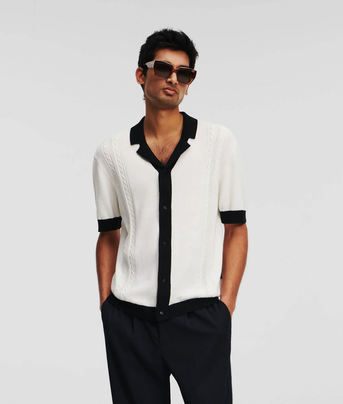 Karl Lagerfeld KNITTED SHORT-SLEEVED SHIRT