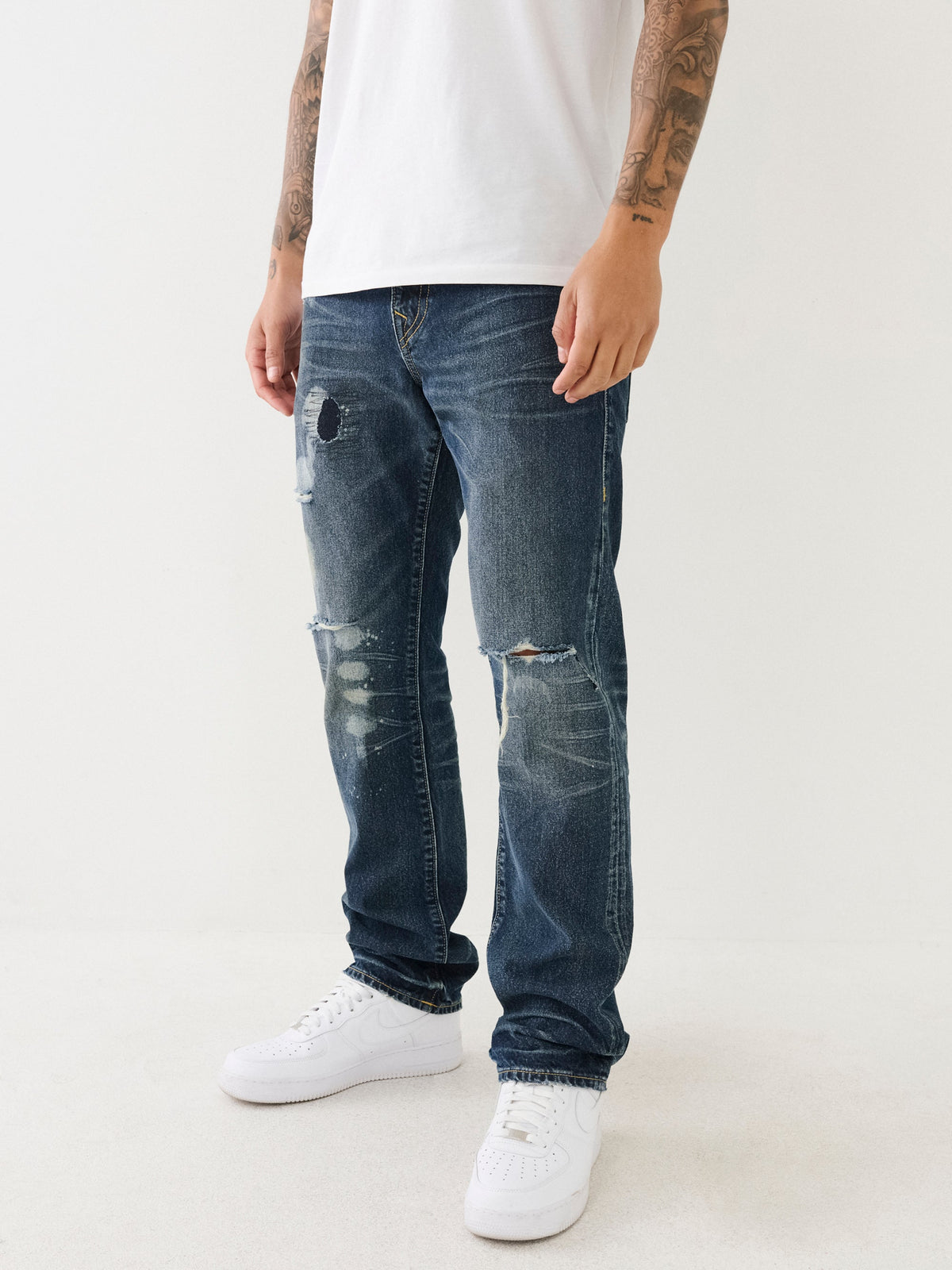 True Religion Ricky Champlain Rips Dark Wash