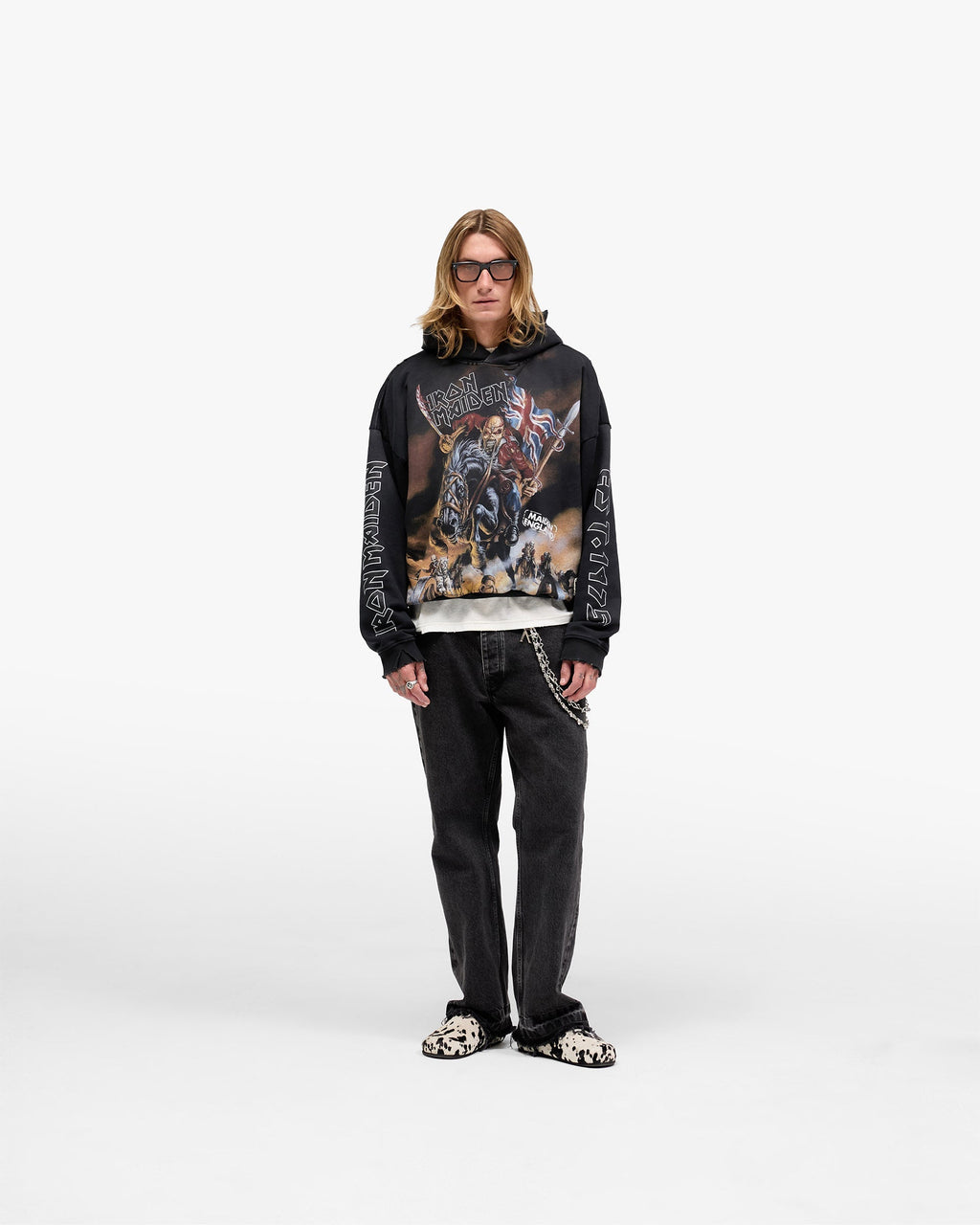 Represent X Iron Maiden Steed Hoodie - Stained Black
