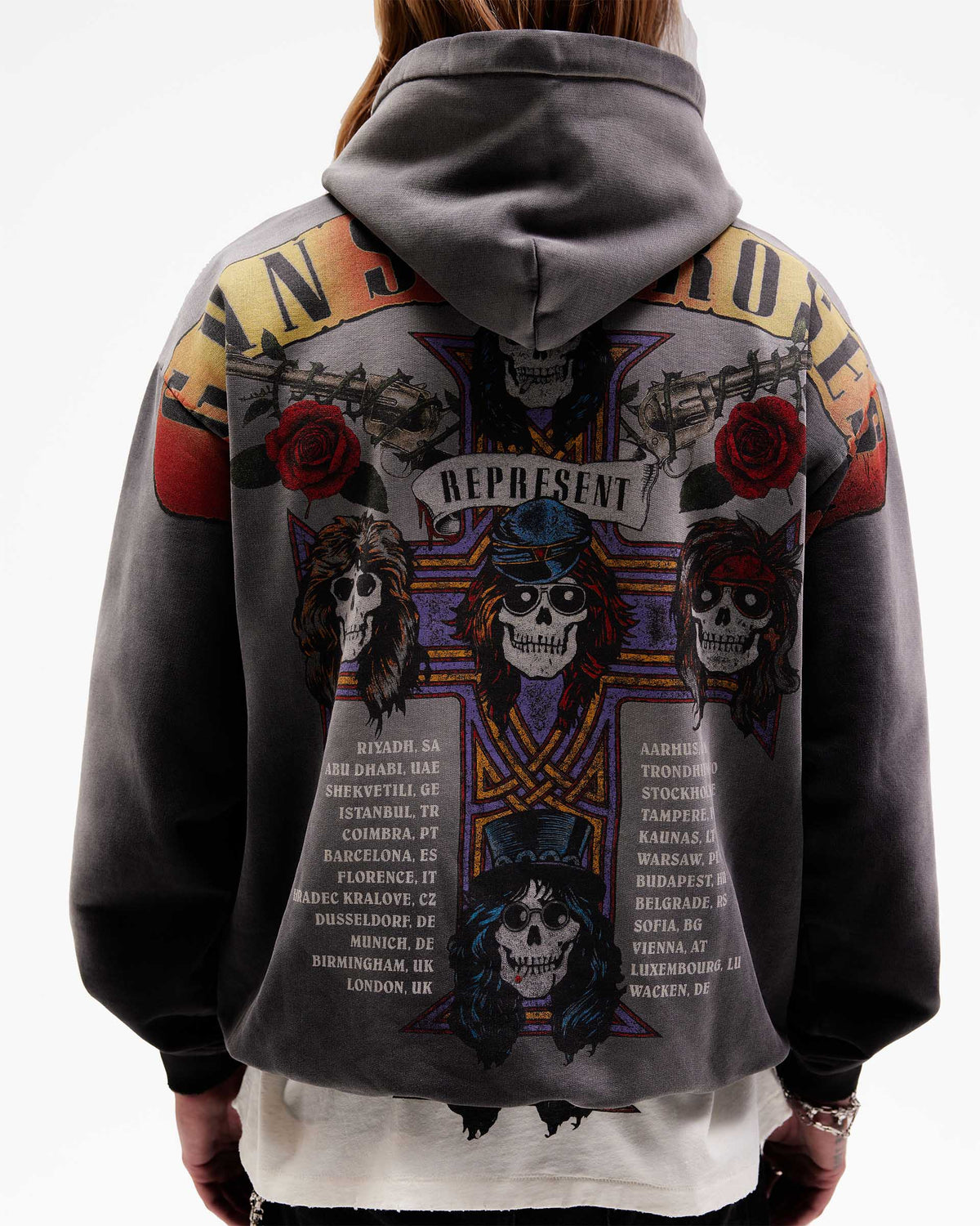 Represent X Guns N' Roses Tour Hoodie - Stained Black