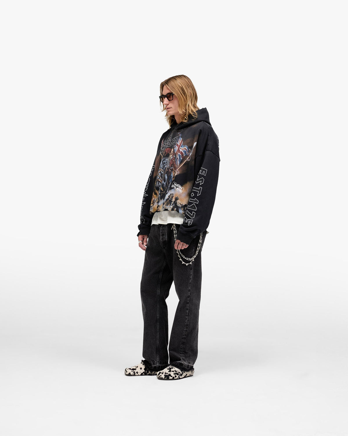 Represent X Iron Maiden Steed Hoodie - Stained Black