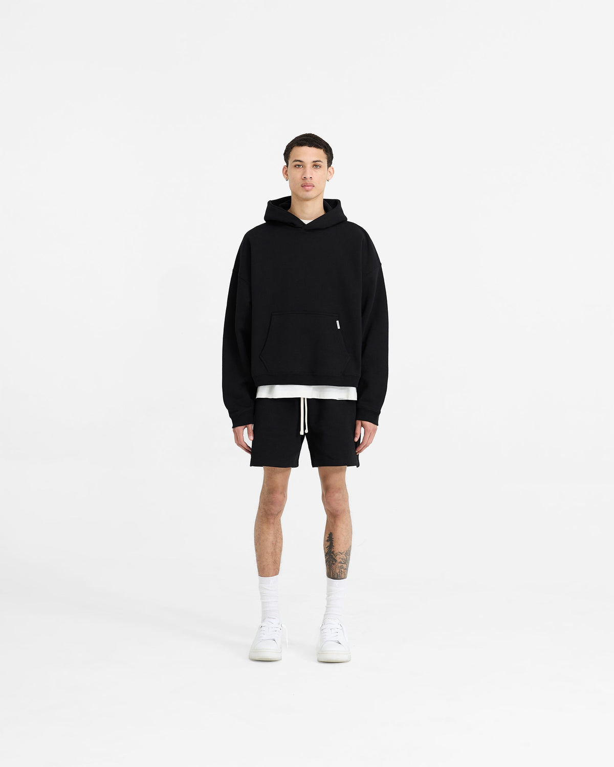Initial Boxy Hoodie - Black