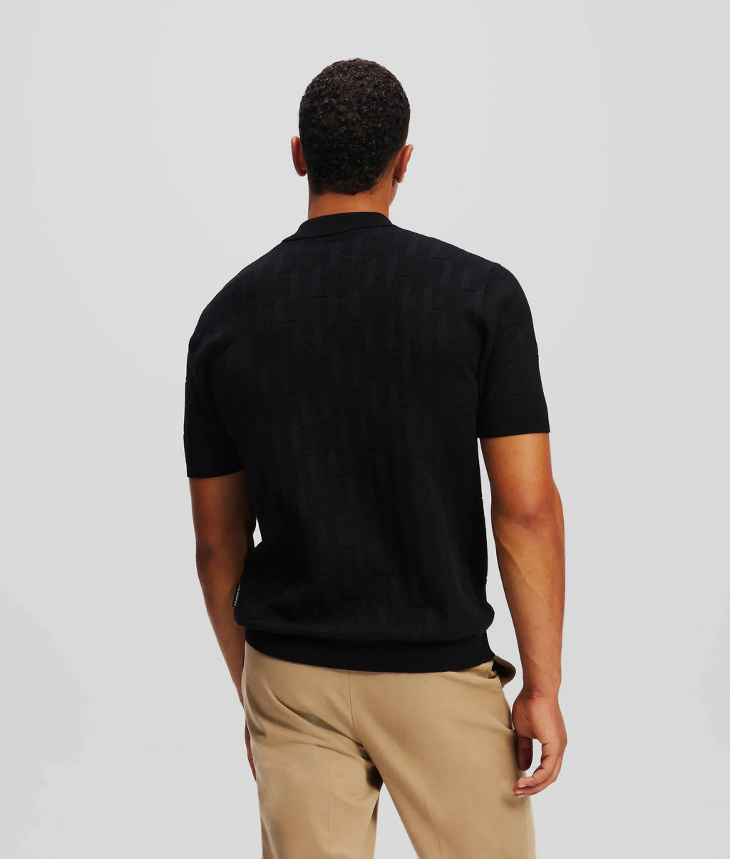 Karl Lagerfeld MONOGRAM ZIP-UP POLO SHIRT