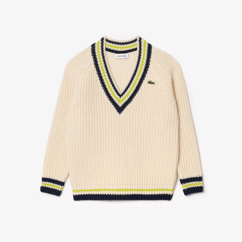 Lacoste Oversized Wool V Neck Tennis Sweater