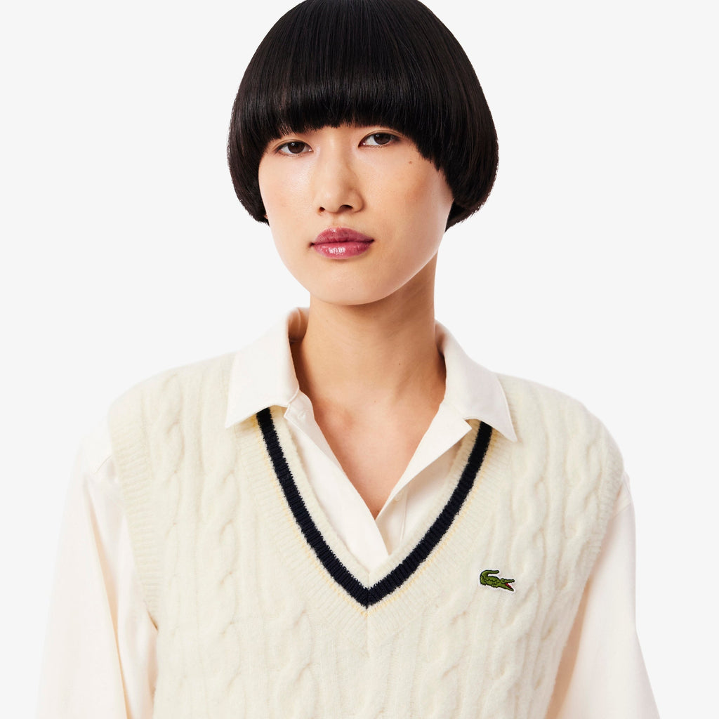 Lacoste Cable Knit Wool Sweater Vest - view 2