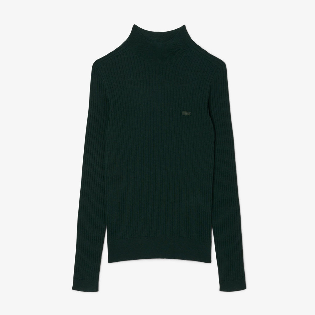 Lacoste High Neck Ribbed Knit Merino Wool Sweater - view 3