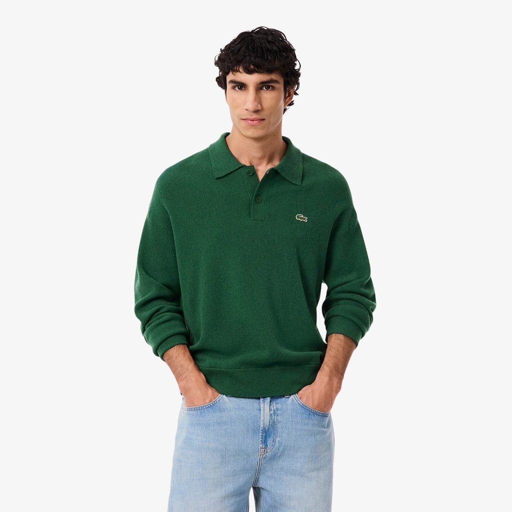 Lacoste Relaxed Fit Carded Wool Polo Sweater