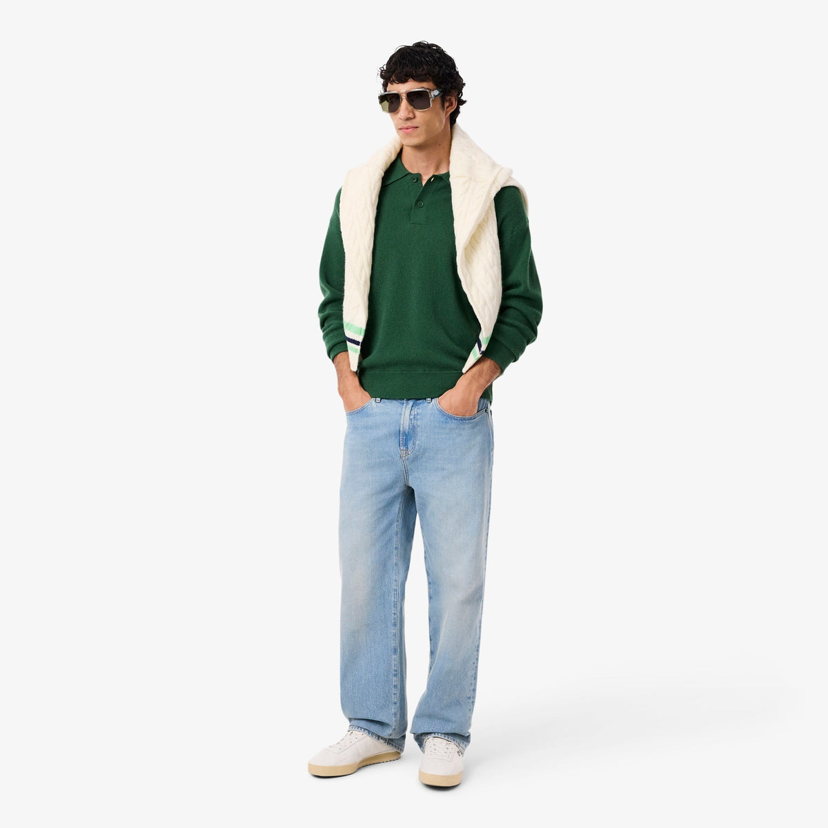 Lacoste Relaxed Fit Carded Wool Polo Sweater - view 2