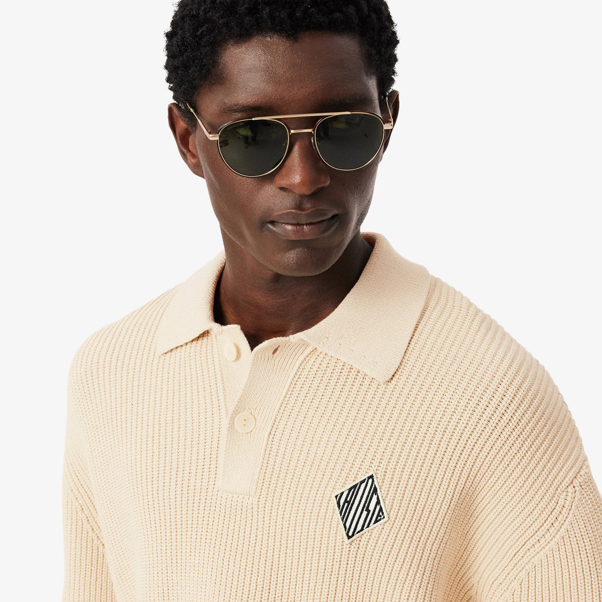 Lacoste Badge Accent Pearl Rib Polo Collar Sweater - view 3