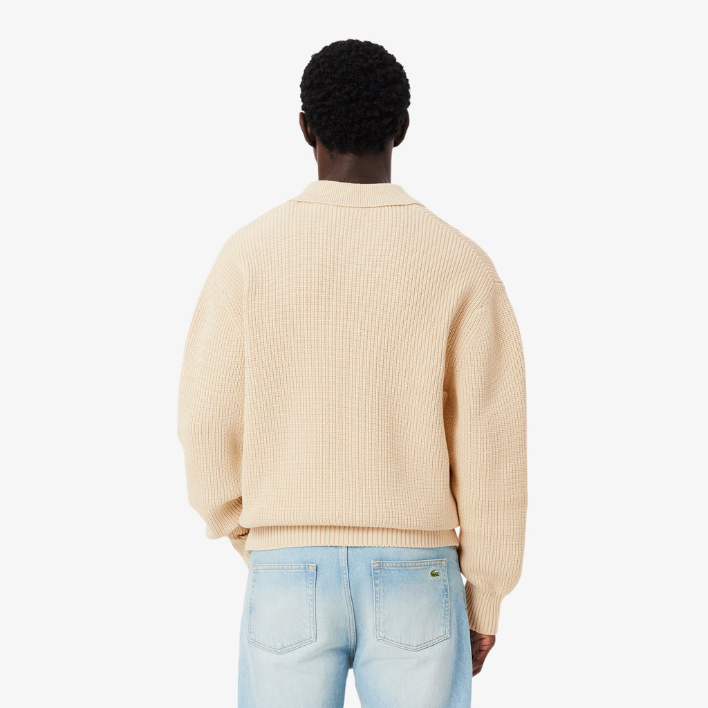 Lacoste Badge Accent Pearl Rib Polo Collar Sweater - view 4