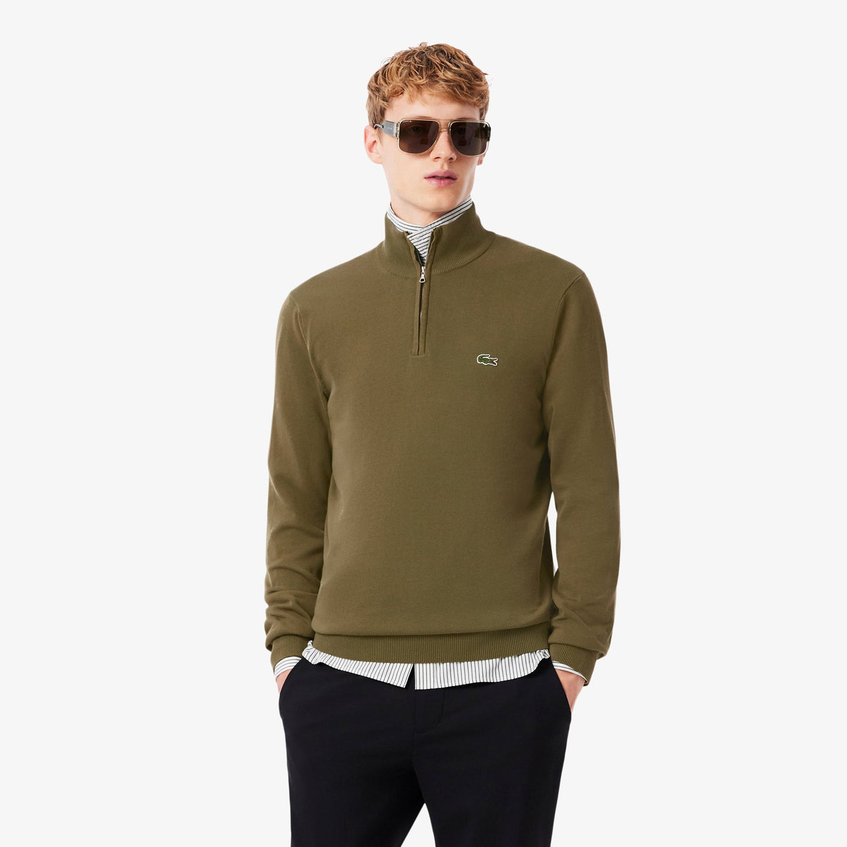 Lacoste Zipped High Neck Cotton Sweater - view 2