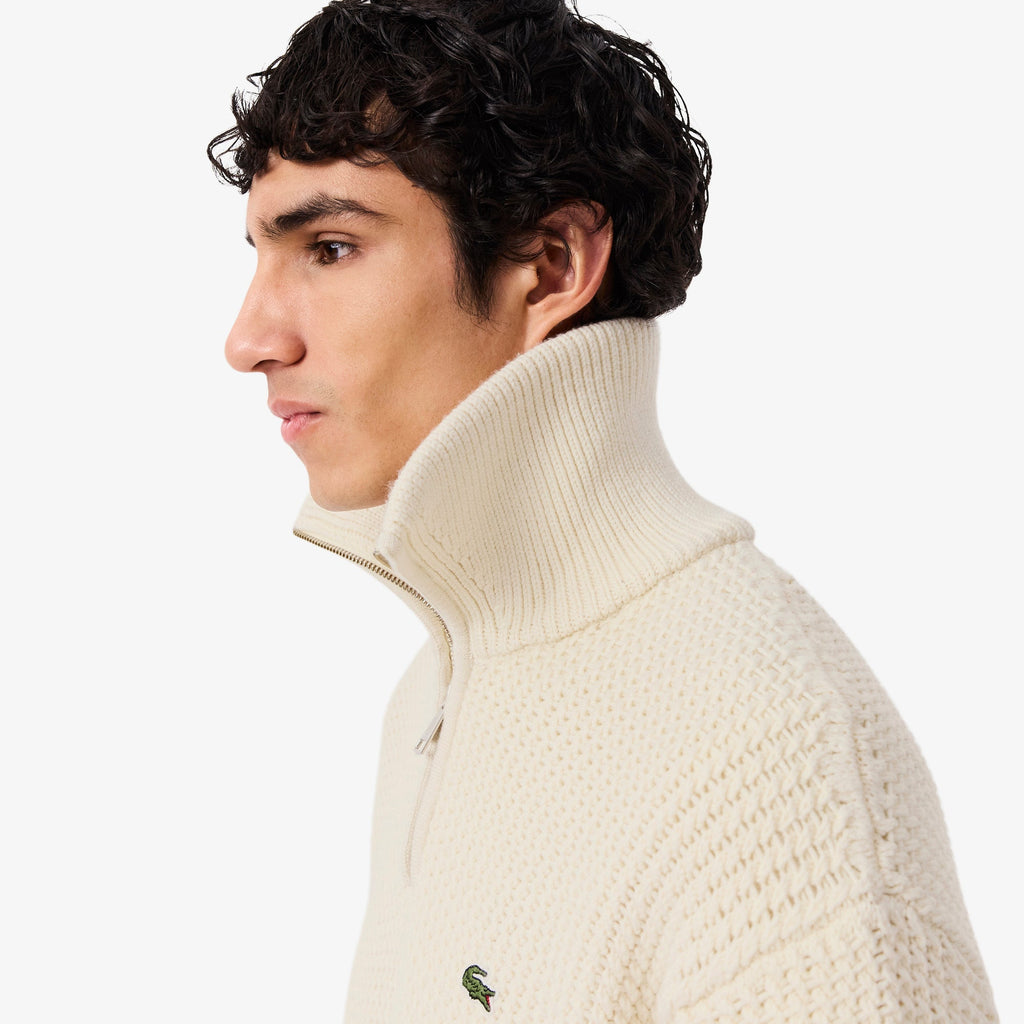 Lacoste High Neck Half Zipper Heavy Wool Sweater - view 4