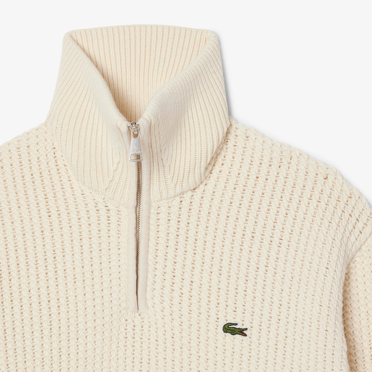 Lacoste High Neck Half Zipper Heavy Wool Sweater - view 5