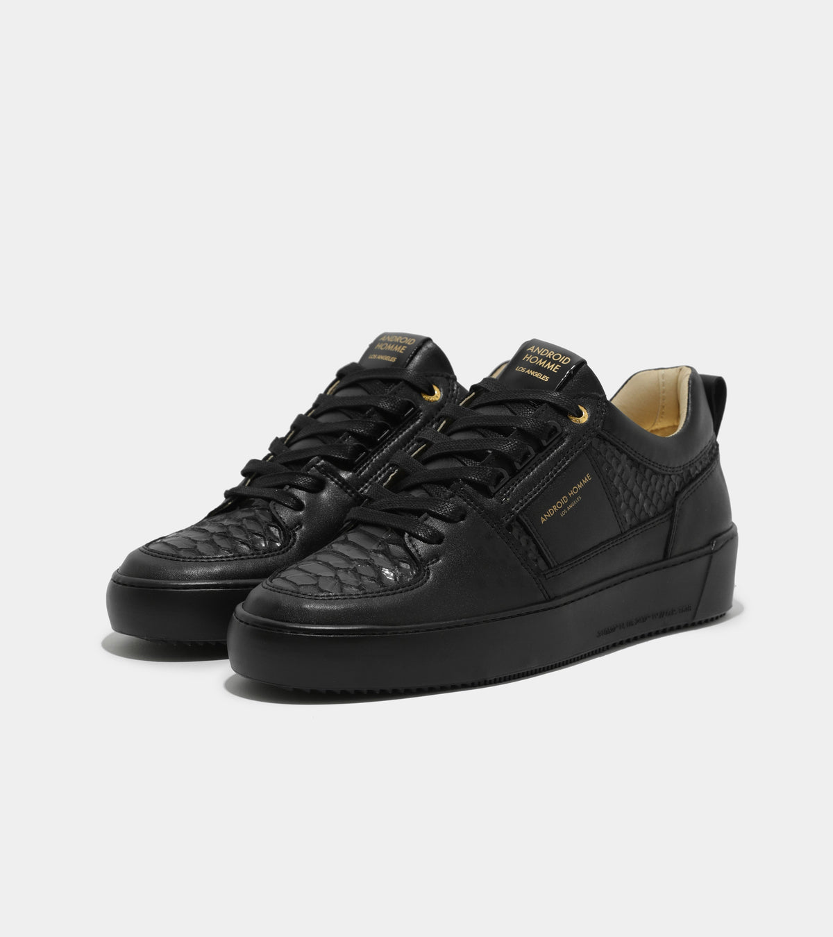 Android Homme Point Dume Low Black Leather Gloss Viper AHP233-12