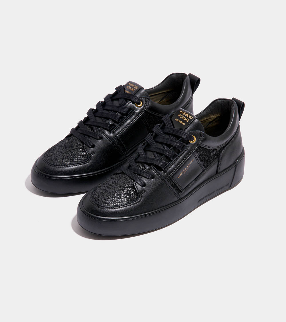Android Homme Point Dume Low Black Leather Python AHP241-15