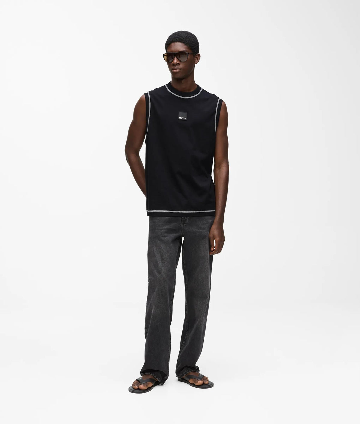 Relaxed contrast stitch tank top