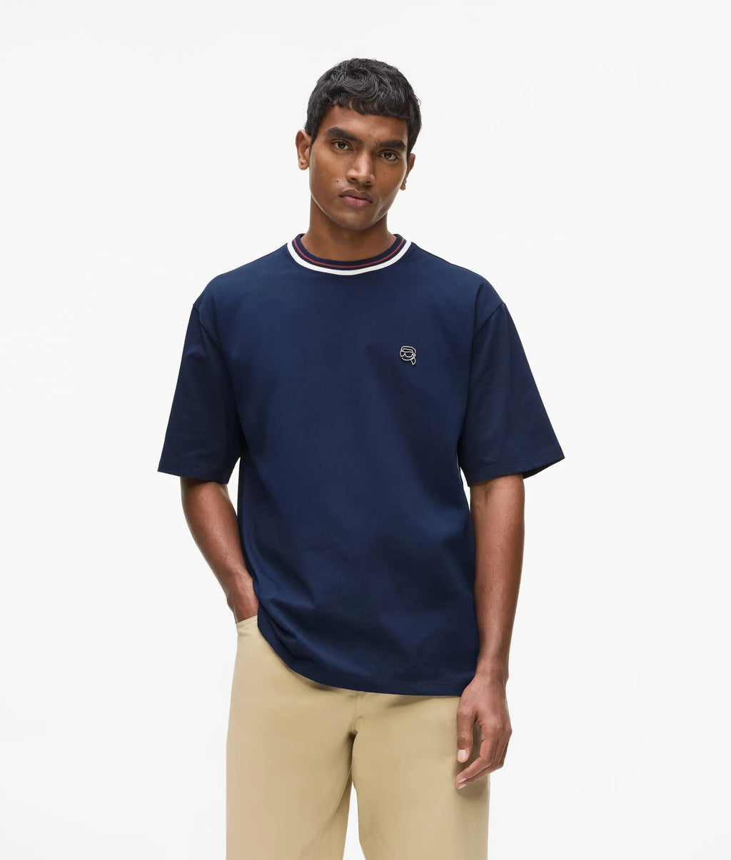 Ikon striped neck T-shirt