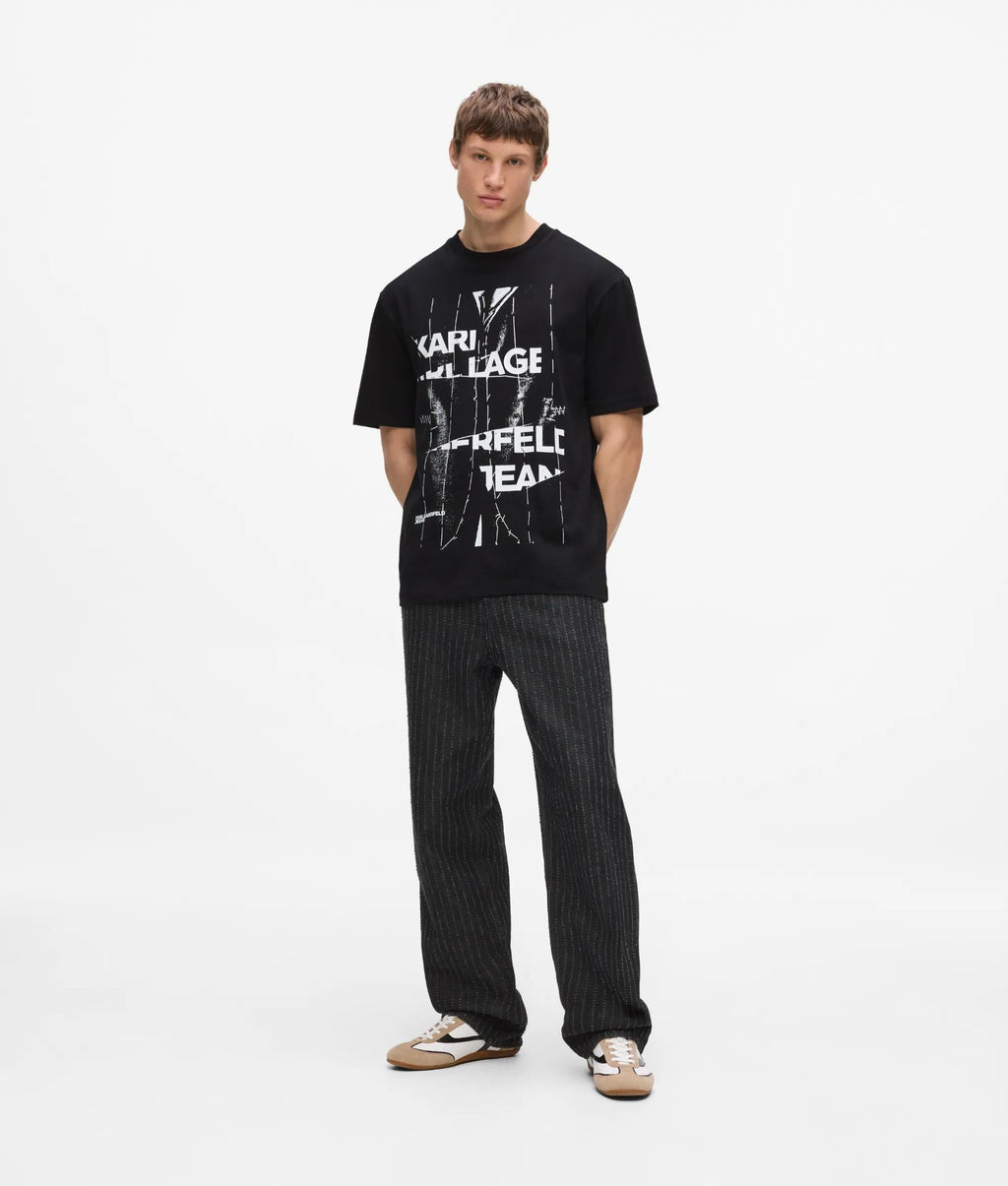 Relaxed pinstripe graphic T-shirt