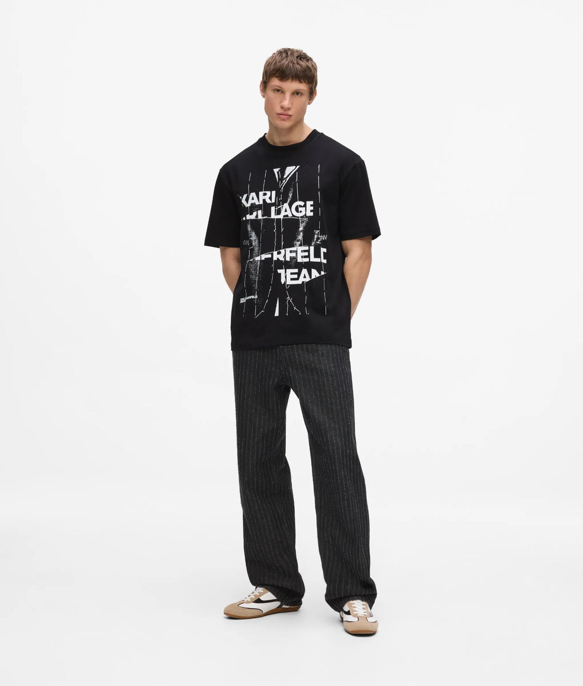 Relaxed pinstripe graphic T-shirt