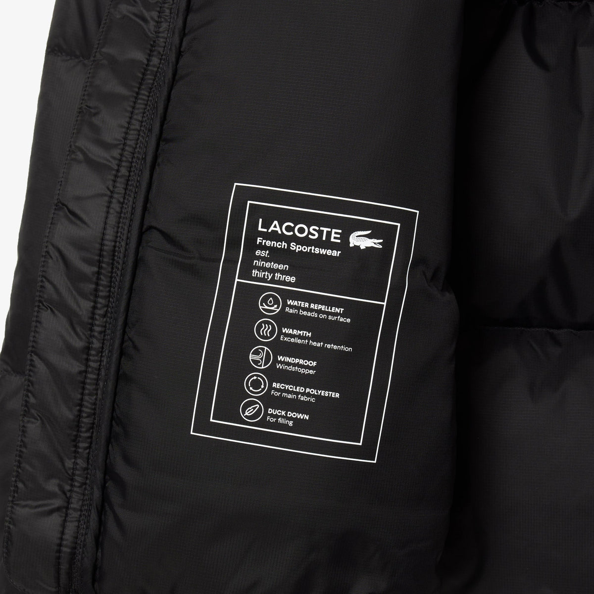 Lacoste Short Water-Repellent Hooded Puffed Jacket - view 6