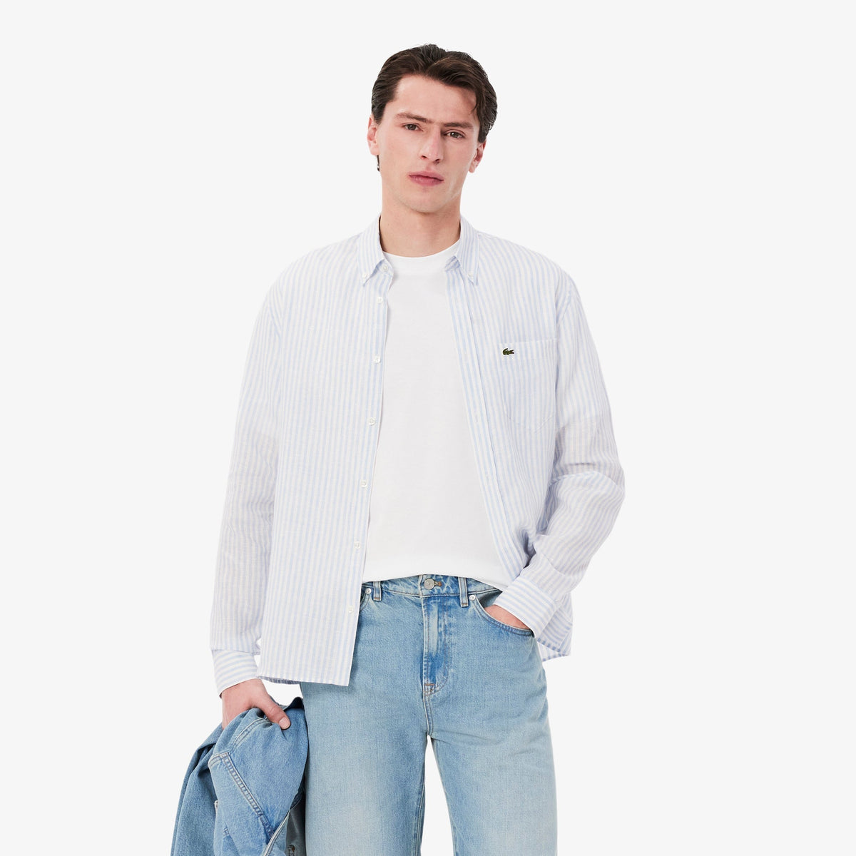 Lacoste Regular Fit Striped Linen Shirt