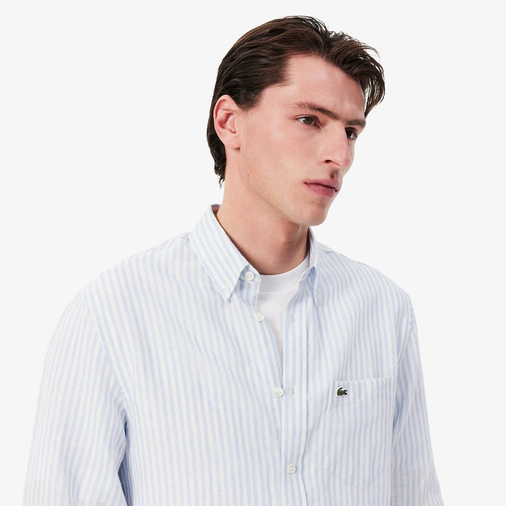 Lacoste Regular Fit Striped Linen Shirt - view 3