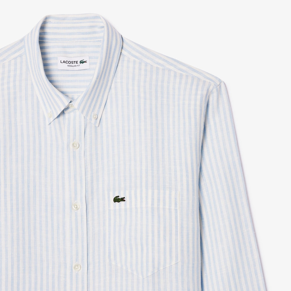 Lacoste Regular Fit Striped Linen Shirt - view 6