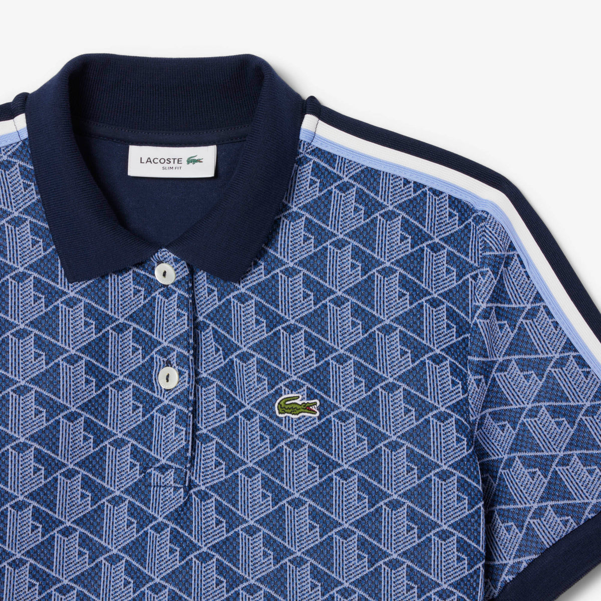Lacoste Slim Fit Monogram Jacquard Polo Shirt - view 6