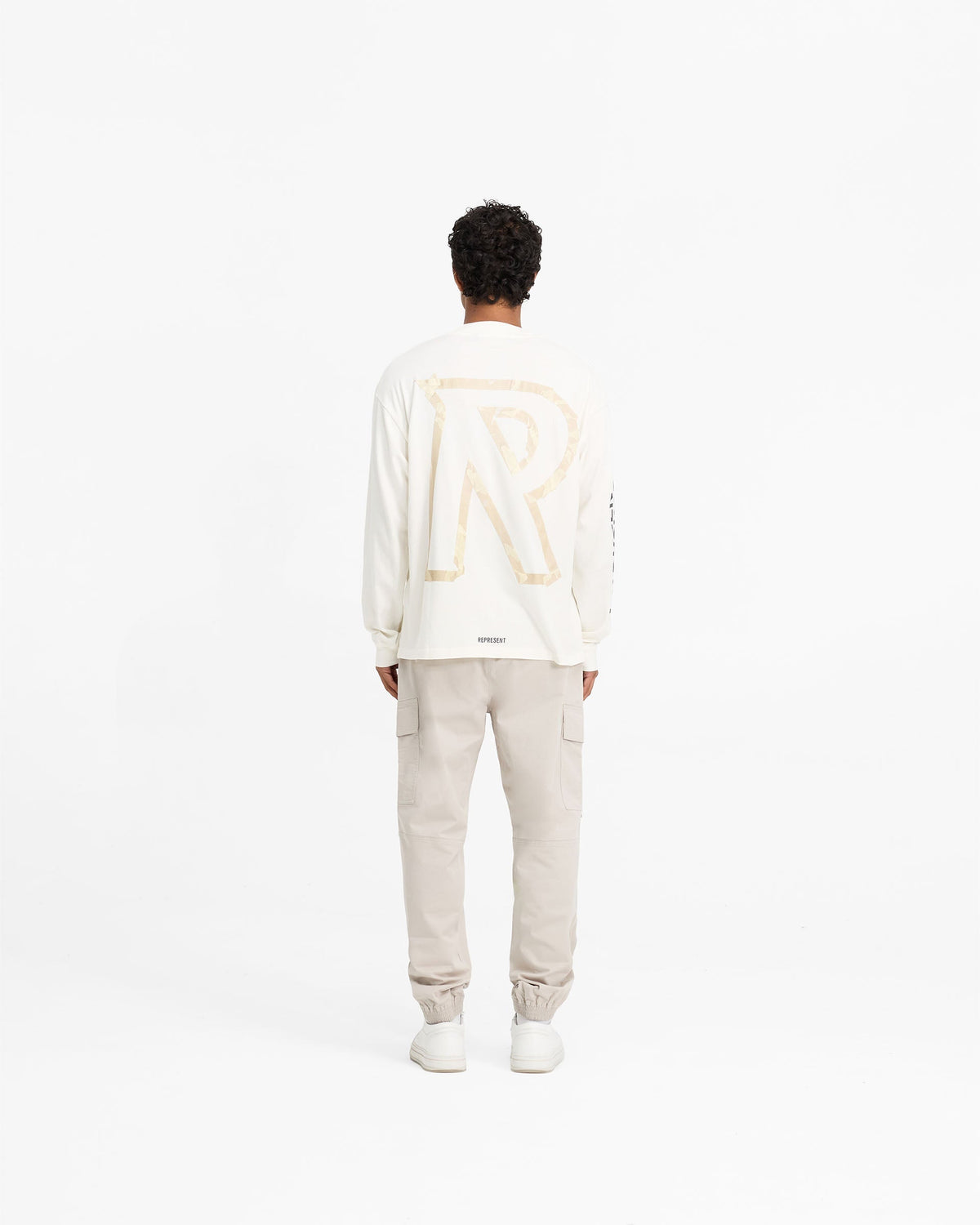 Masking Tape Initial Long Sleeve T-Shirt - Flat White