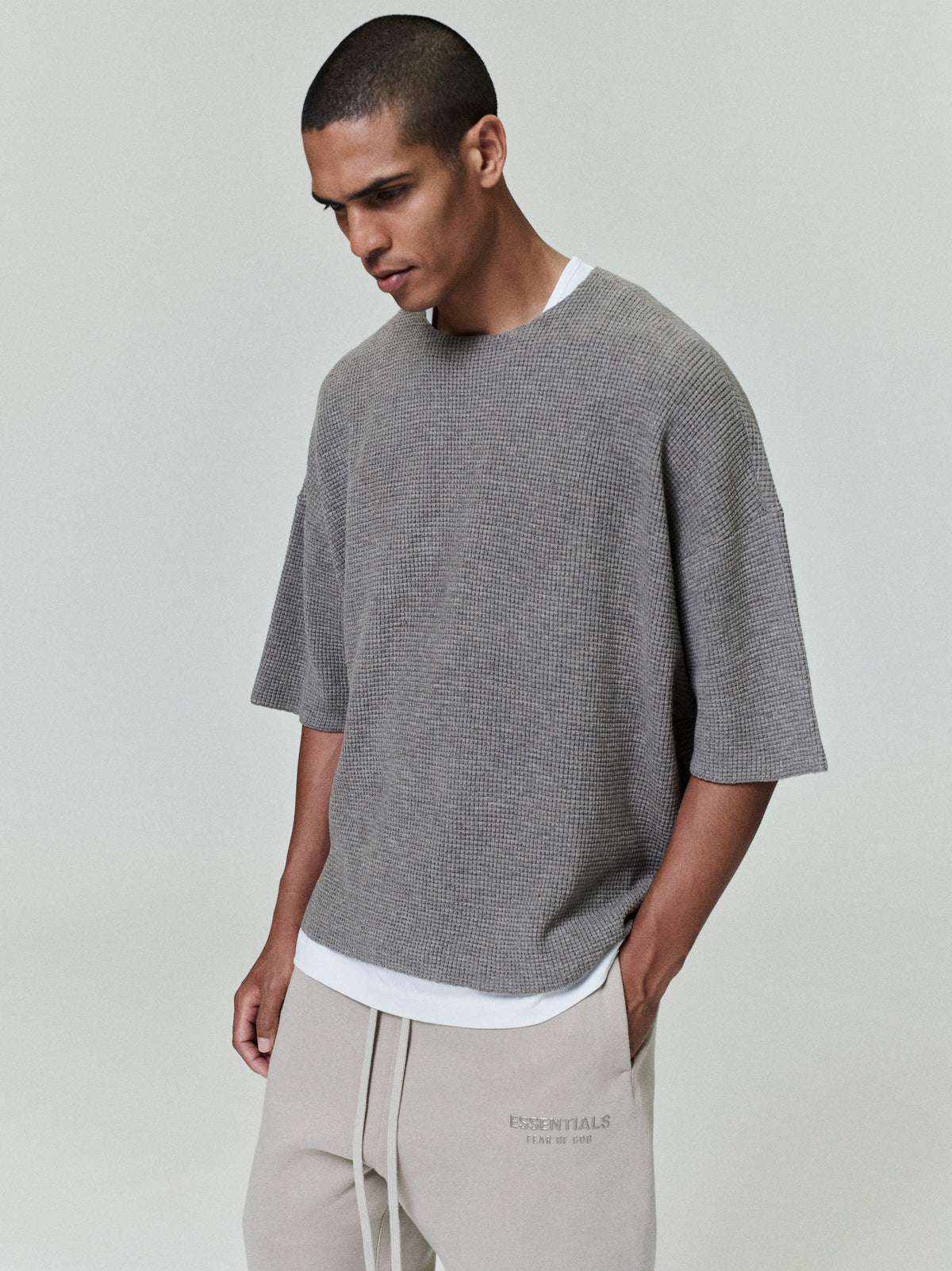 Waffle Short Sleeve Sweater