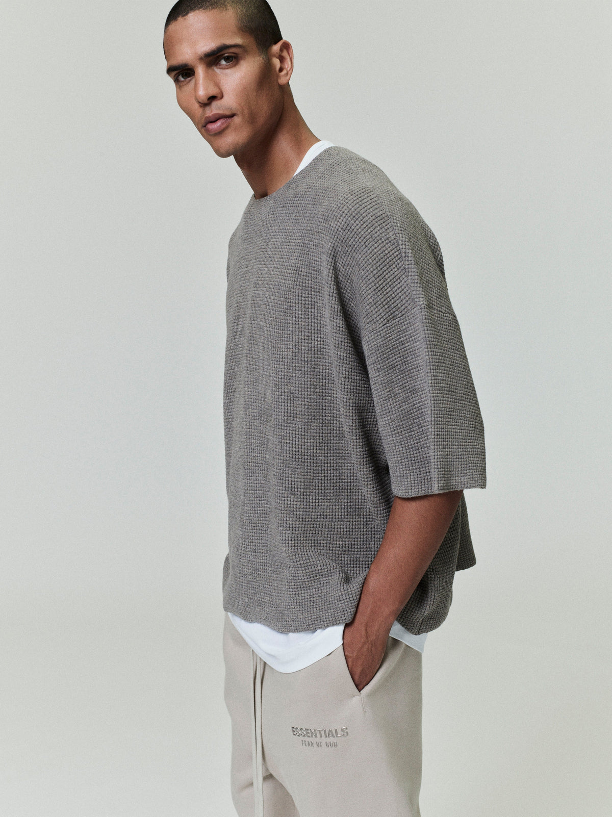Waffle Short Sleeve Sweater