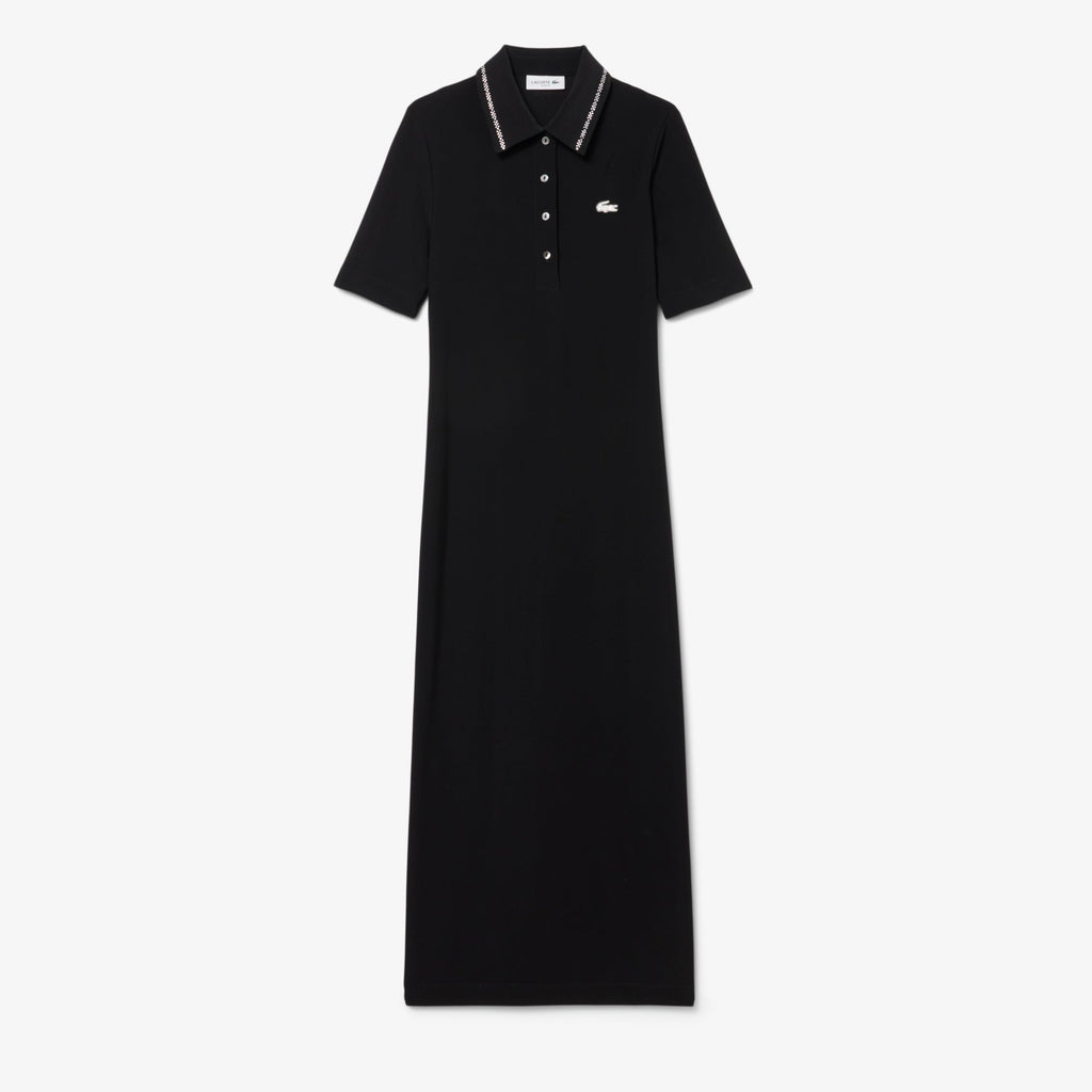 Lacoste Slim Fit Diamanté Crocodile Polo Collar Dress - view 5