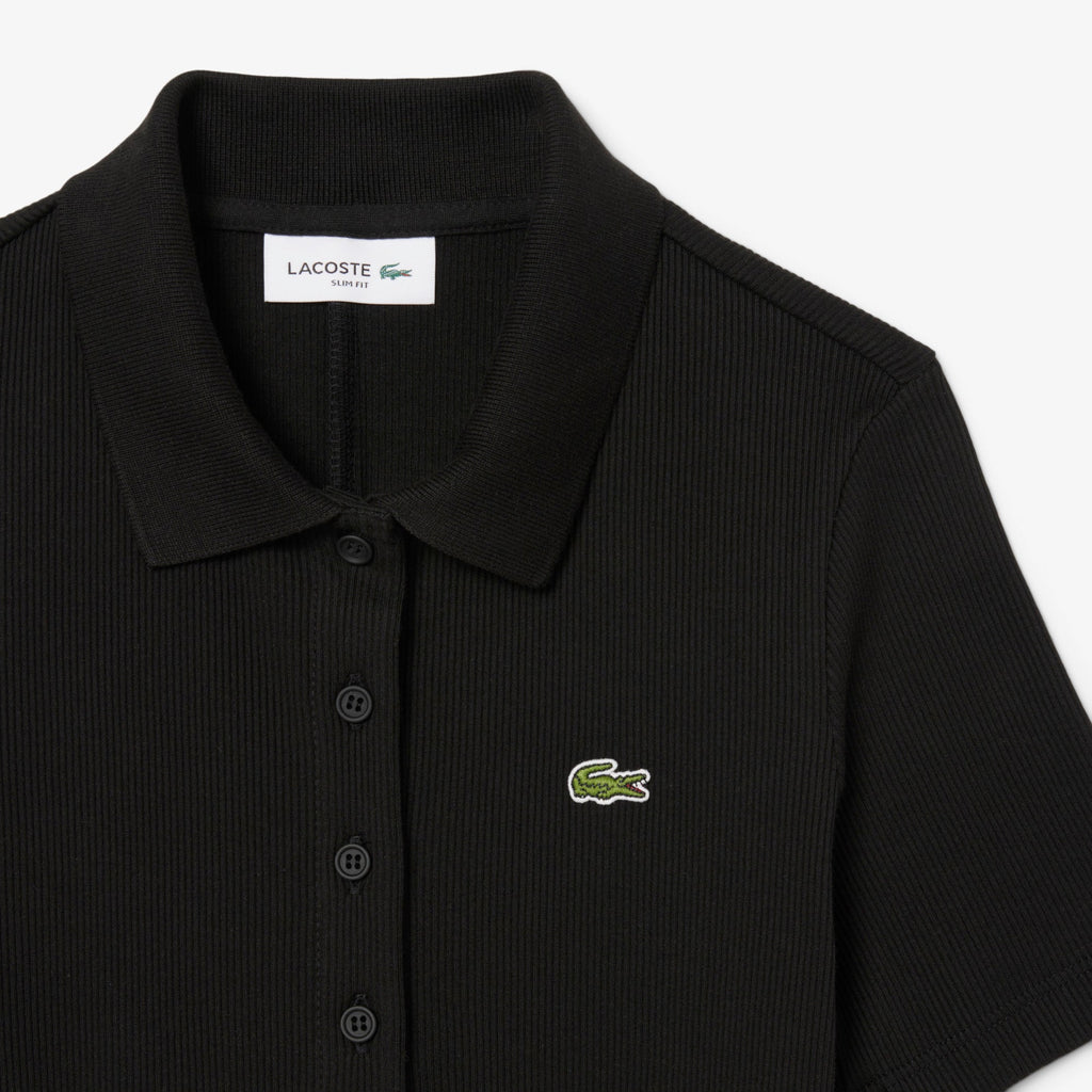 Lacoste Long Ribbed Cotton Polo Dress - view 2