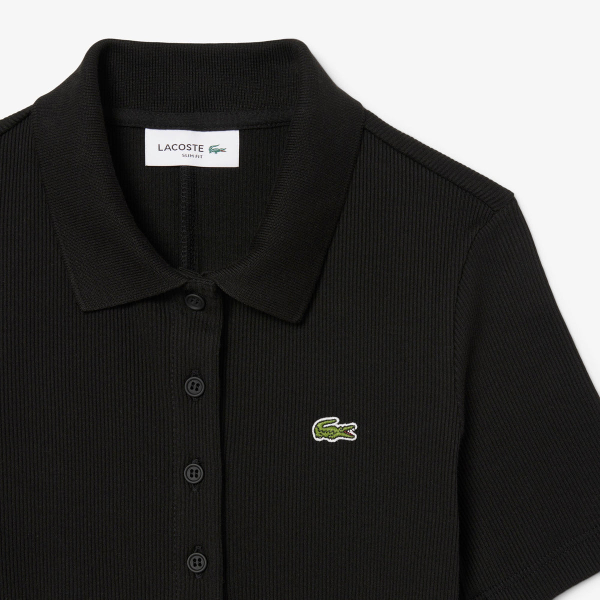 Lacoste Long Ribbed Cotton Polo Dress - view 2