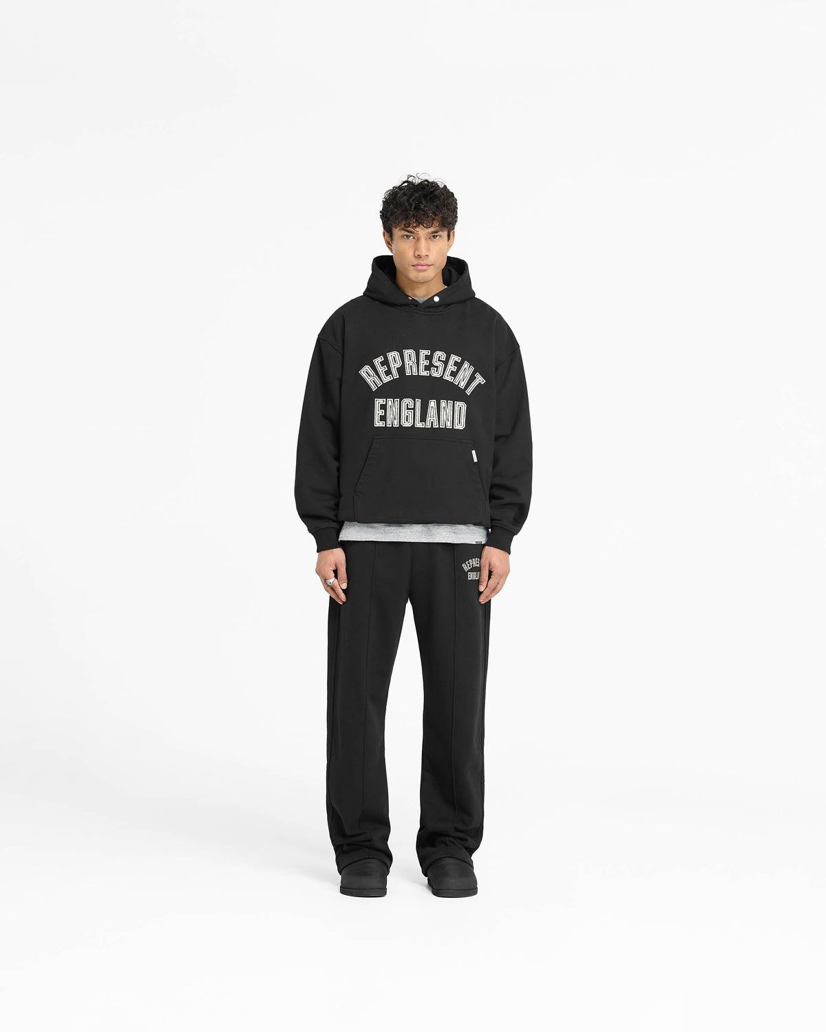 England Applique Hoodie - Jet Black